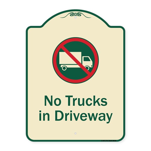 Designer Series-No Trucks In Driveway With Graphic Tan & Green, 24" x 18", TG-1824-9810
